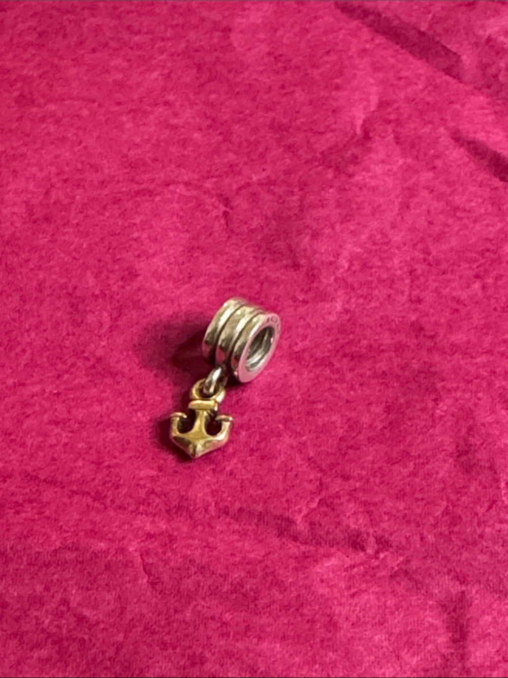 PANDORA Retired 14K Gold Anchor Nautical Dangle Charm -790225